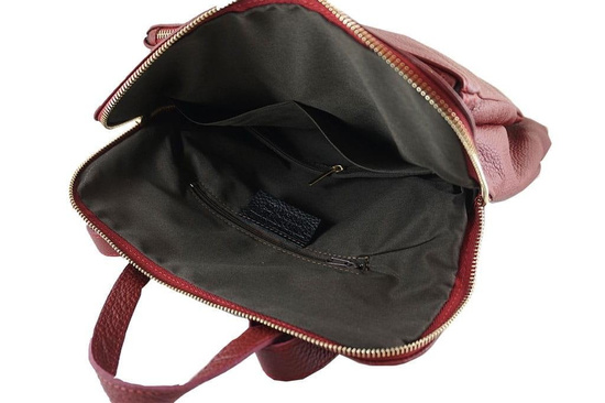 Modny plecak skórzany - Barberini's - Bordowy 