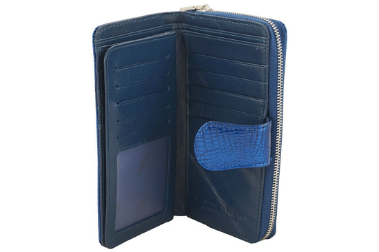 Portfel skórzany damski lakierowany - Czarny 