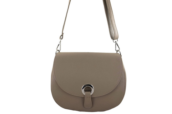 Duża torebka listonoszka ze skóry - Beżowa