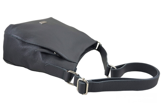 Praktyczna torebka skórzana z kieszeniami - Szara ciemna