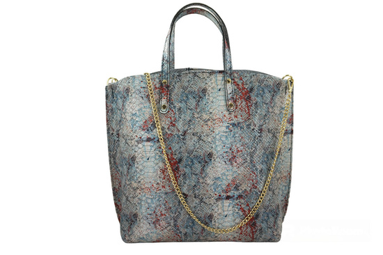 Torebka shopper z kolorowym nadrukiem - Biała 