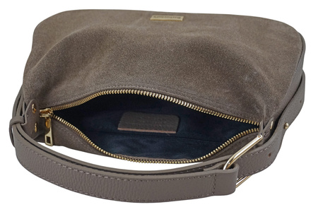 Elegancka torebka zamszowa na ramię - Beżowa ciemna 