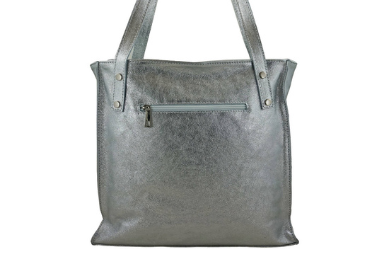 Duże torebki skórzane na ramię - Srebrne 