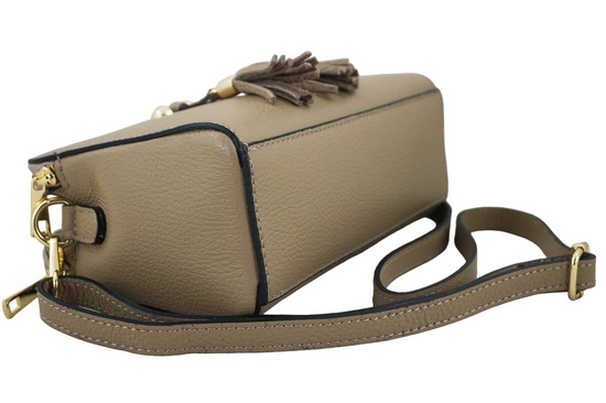 Listonoszka skórzana z kieszeniami - Beżowa 