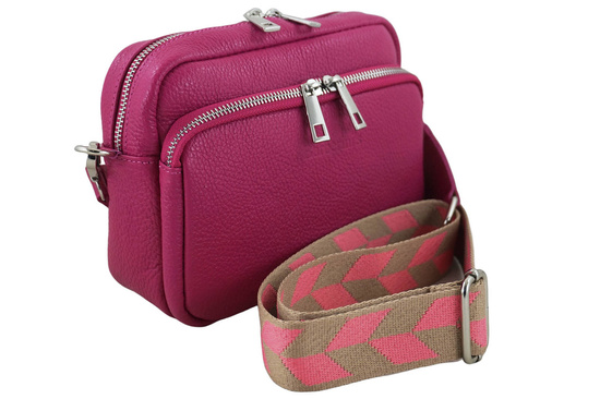 Torebka damska z ozdobnym paskiem - Fuksja 