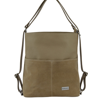 Torebka plecak z zamszem - Beżowa 