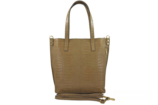 Duża torebka damska shopper - Beżowa 