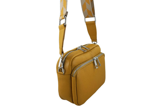 Torebka damska z ozdobnym paskiem - Żółta ciemna 