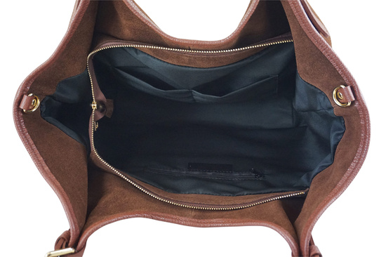 Duża torebka shopper zamszowa - Brązowa  
