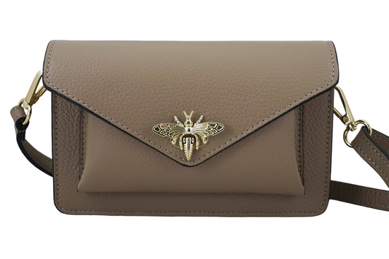 Beżowa ciemna torebka wizytowa skórzana