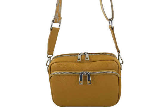 Torebka damska z ozdobnym paskiem - Żółta ciemna 