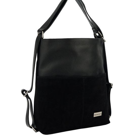 Torebka plecak z zamszem - Czarna 