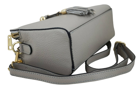 Listonoszka skórzana z kieszeniami - Szara jasna