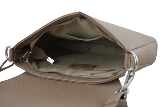 Duża torebka listonoszka ze skóry - Beżowa