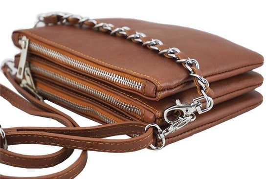 Modna włoska listonoszka skórzana - Barberini's - Granatowa