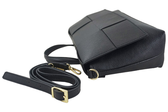 Klasyczna torebka skórzana "kratka" - Czarna 