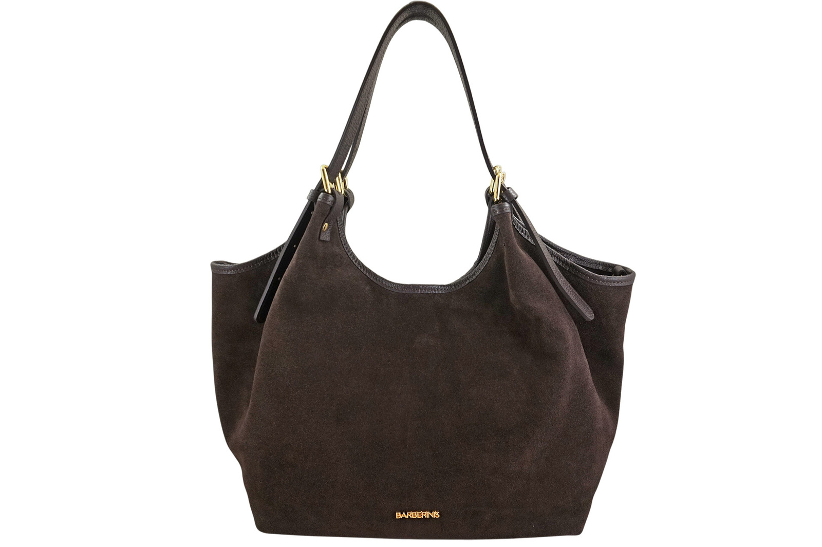 Duża torebka shopper zamszowa - Brązowa ciemna