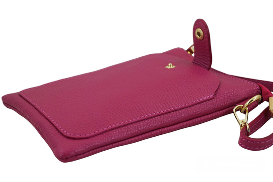 Torebka skórzana / etui na telefon - Fuksja 