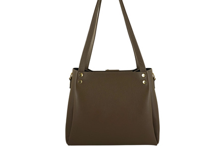 Klasyczna torebka skórzana z zamszem - Beżowa ciemna 