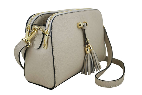 Listonoszka skórzana z kieszeniami - Beżowa jasna