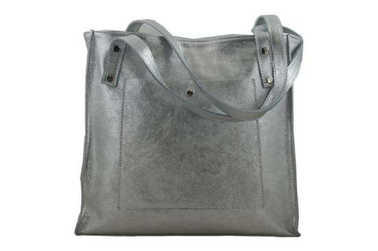 Duże torebki skórzane na ramię - Srebrne 