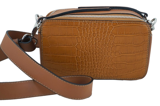 Mała skórzana listonoszka CROCO - Czarna