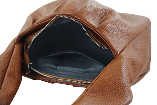 Skórzana torebka marszczona - Brązowa jasna 