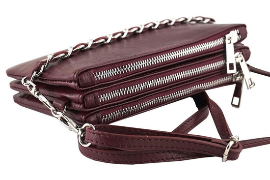 Modna włoska listonoszka skórzana - Barberini's - Granatowa