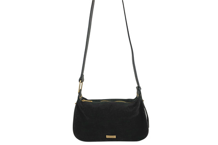 Elegancka torebka zamszowa na ramię - Czarna 