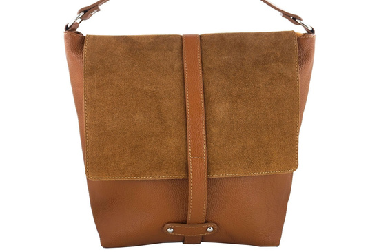 Torba skórzana shopper bag A4 -Brązowa ciemna 