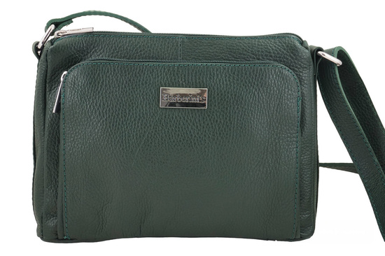 Listonoszka skórzana z kieszeniami - Zielona ciemna