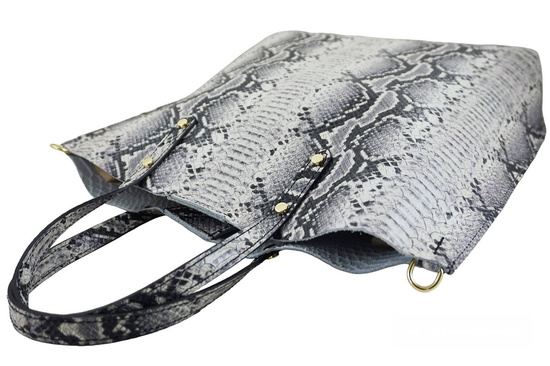 Torebka shopper z kolorowym nadrukiem - Beżowa 