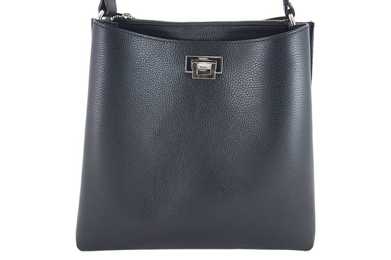 Duża torba damska skórzana na ramię - Brązowa