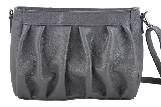 Modna marszczona torebka damska - Szara ciemna 