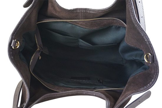 Duża torebka shopper zamszowa - Brązowa ciemna 