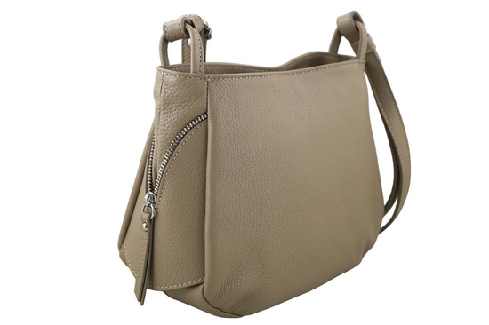 Klasyczna listonoszka skórzana - Beżowa