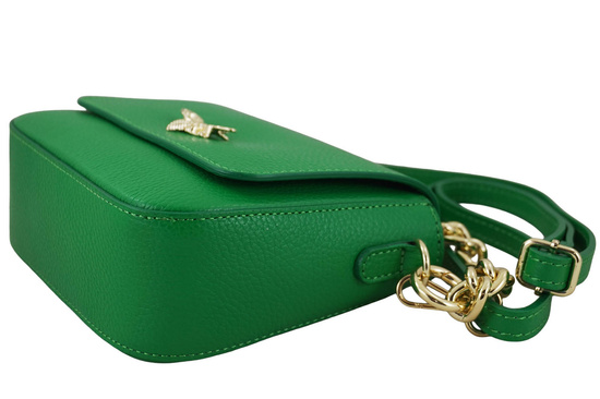 Modna torebka skórzana ze złotym łańcuszkiem - Zielona jasna