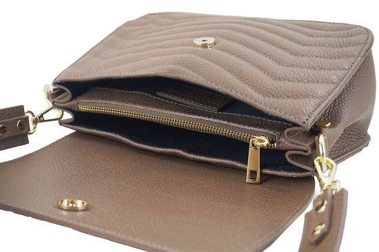 Torebka skórzana crossbody włoska - Granatowa
