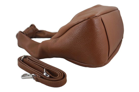 Skórzana torebka marszczona - Brązowa jasna 