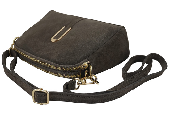 Mała torebka zamszowa wieczorowa - Beżowa ciemna 