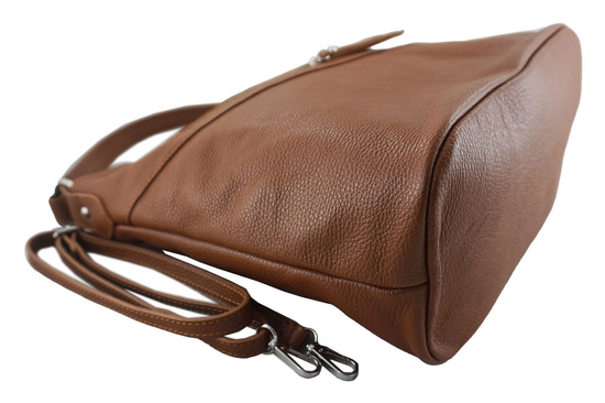 Duży worek na ramię skórzany A4 - Szary ciemny 