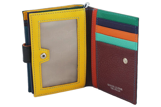 Pojemny kolorowy portfel damski skórzany - Czarny