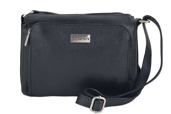 Listonoszka skórzana z kieszeniami - Czarna