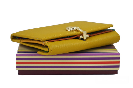 Elegancki portfel ze złotym zapięciem - Żółty ciemny 
