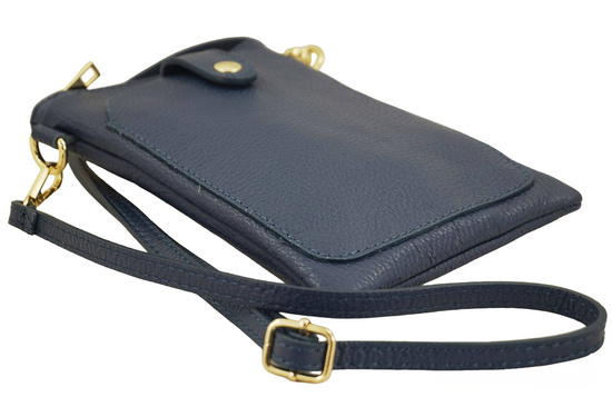 Torebka skórzana / etui na telefon - Granatowe jasne 