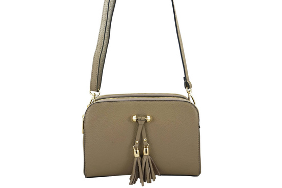 Listonoszka skórzana z kieszeniami - Beżowa 