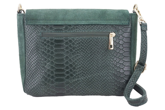 Zamszowa torebka ze złotymi ozdobami - Szara ciemna