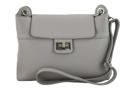 Torebka damska skórzana crossbody - Szara ciemna 