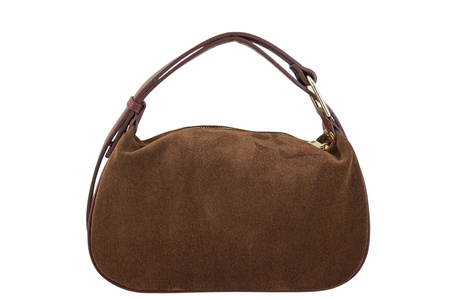 Elegancka torebka zamszowa na ramię - Brązowa