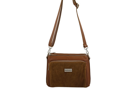 Codzienna torebka ze skóry naturalnej z zamszem - Brązowa jasna